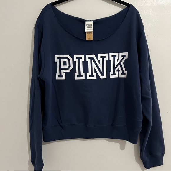 PINK Victoria's Secret Dark Blue Sweatshirt XL pullover New - Picture 1 of 6